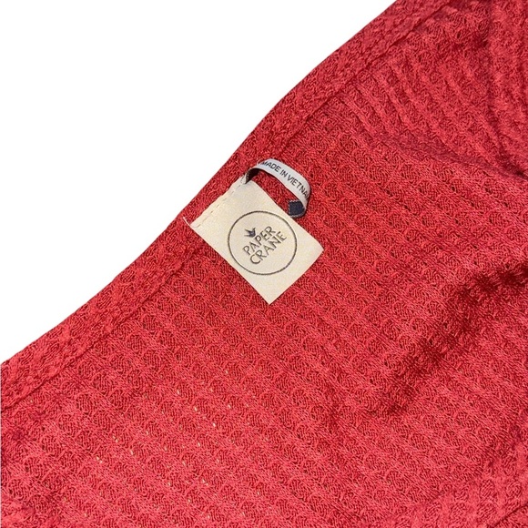 Paper Crane Orange Long Sleeve Tie Front Crop Top - Picture 4 of 6